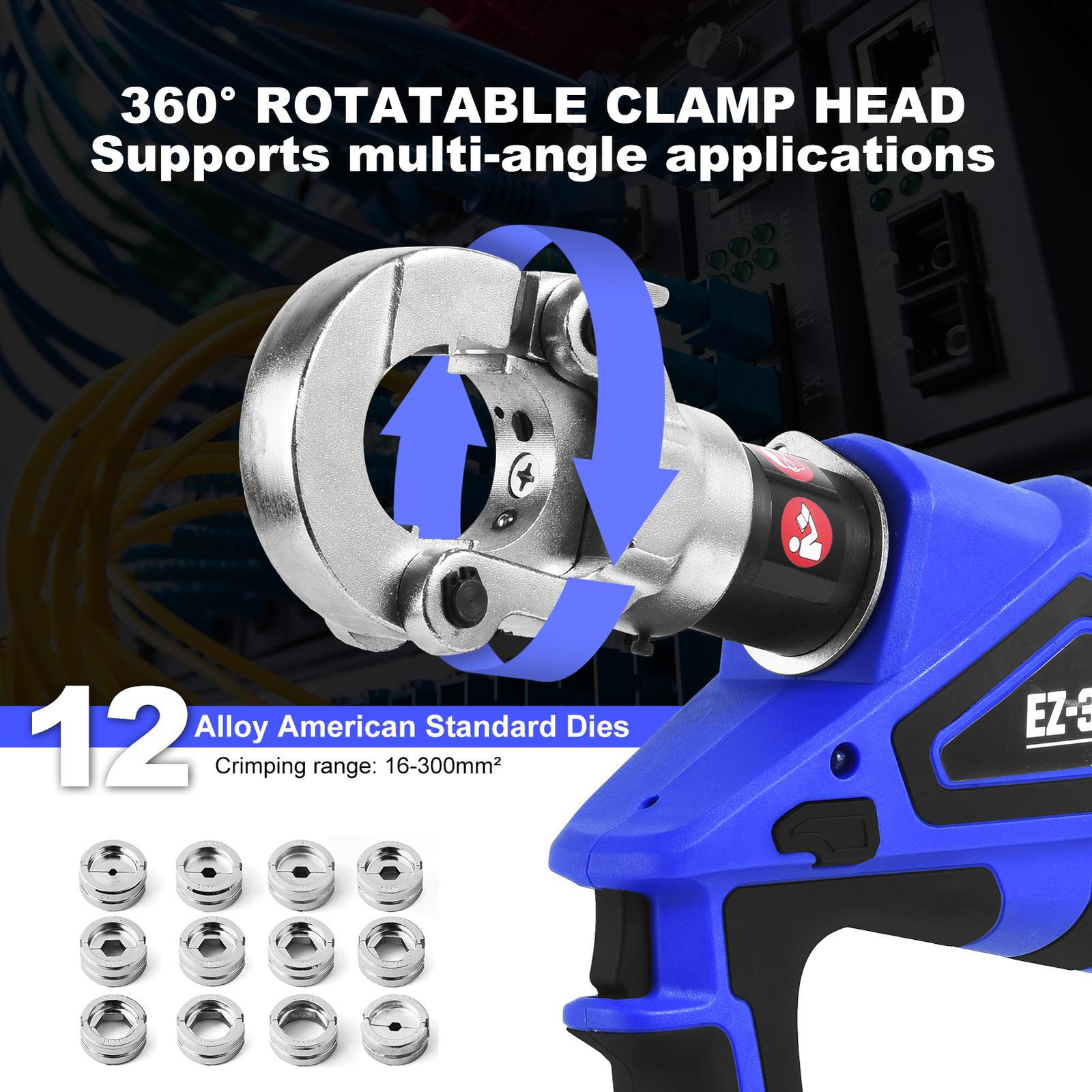 Electric Hydraulic Plier Rechargeable Battery Crimping Tool 16-300mm²