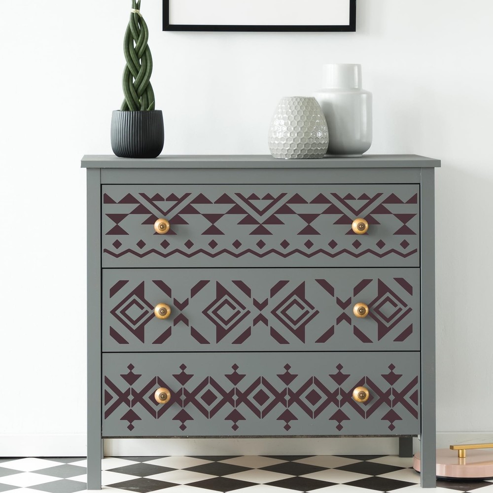 Keluna Aztec Stencils - 12 Pcs Boho Borders Pattern Stencils for DIY Wall & W...