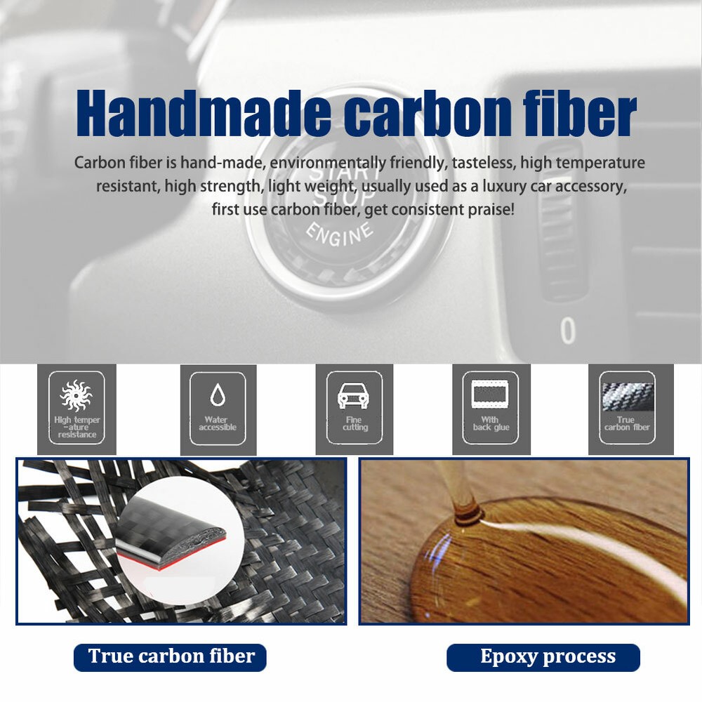 Carbon Fiber Car Engine Start Stop Push Button Ring Trim For BMW E92 E93 E90