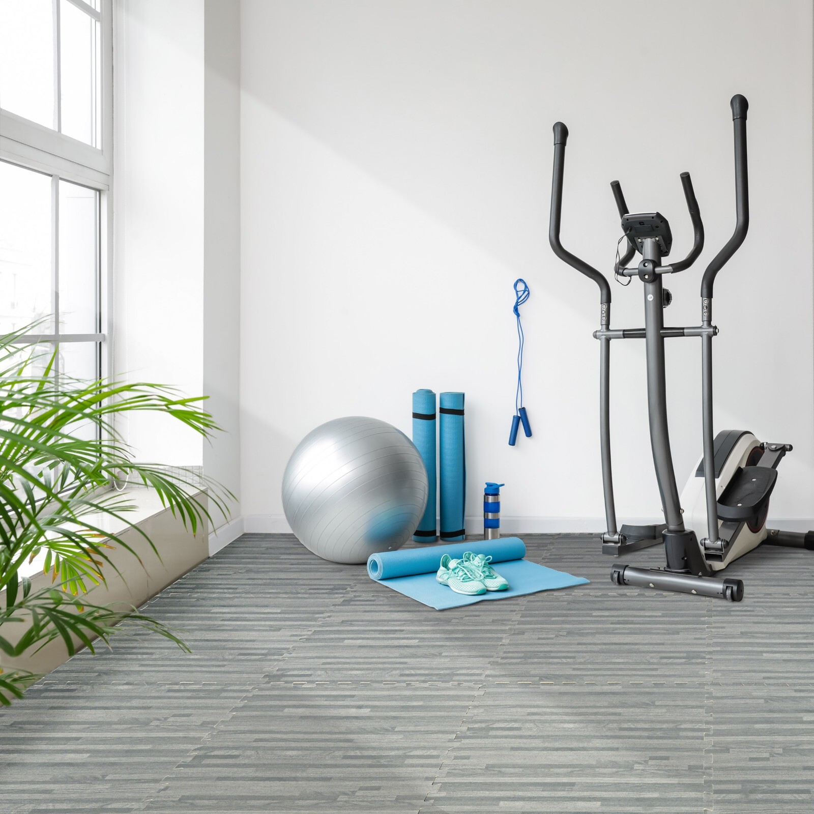 Sorbus 96 Sq. Ft. Wood Grain Floor Tiles, Interlocking EVA Foam Mats 24 Pcs.