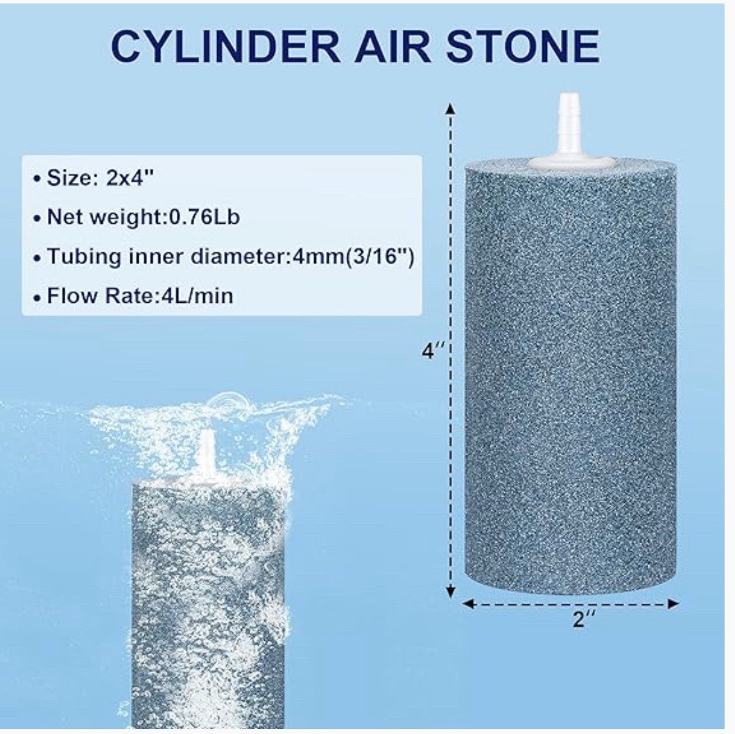 4”x2” Air Stone Cylinder For Fish & Plant In Aquarium & Hydroponic System-20 Ct