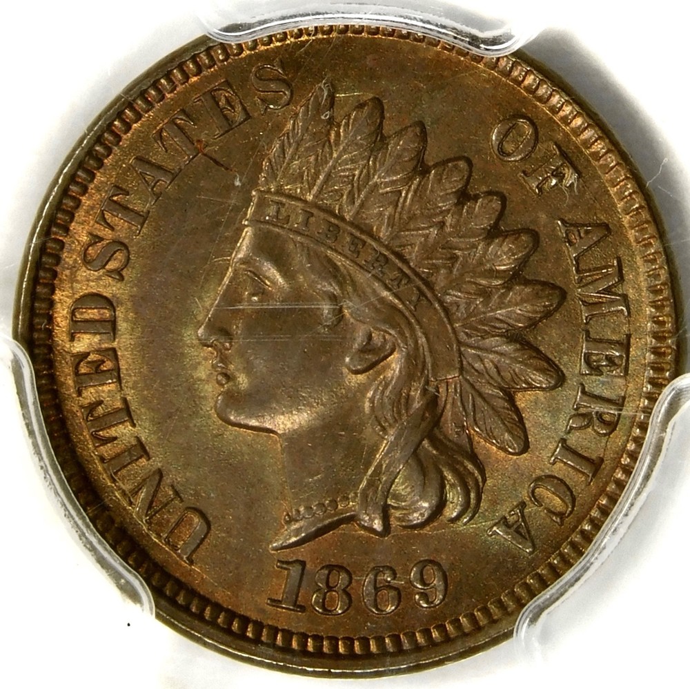 1869 Indian Head Cent Penny, Very RARE This Nice, Solid Gem BU++ Key Date