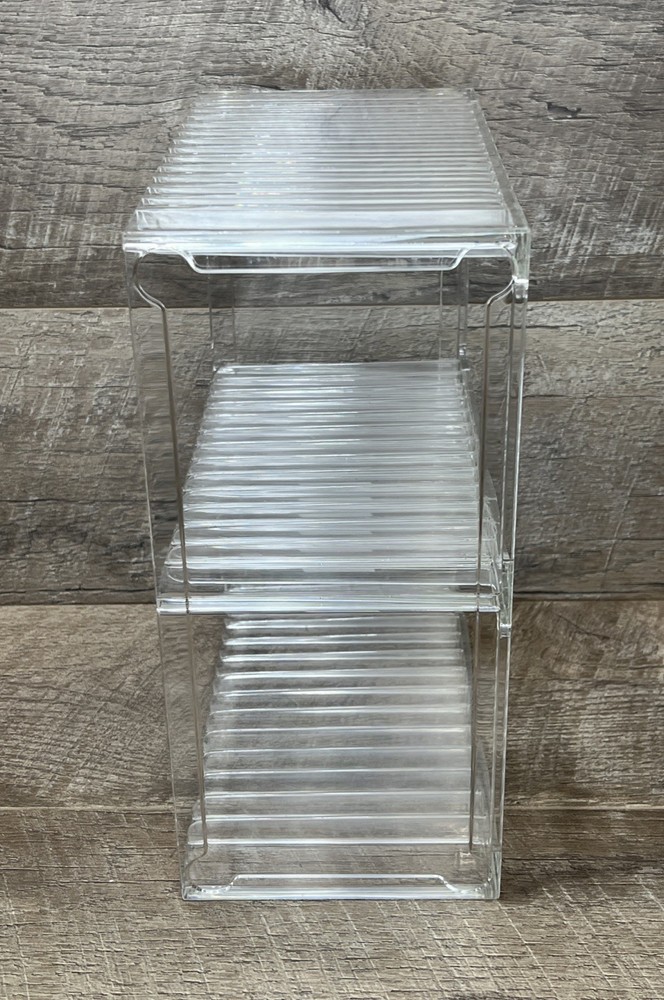 Vintage 1993 Stackable Clear Plastic CD Organizer 30 Disk Case Holder Rack Tray