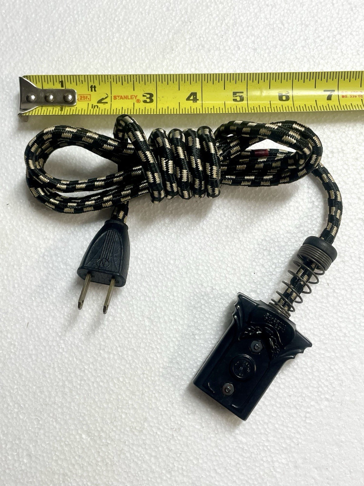 Antique Vintage 6' Cloth 2-Prong Appliance Cord Bakelite "N" Logo Art Deco NICE
