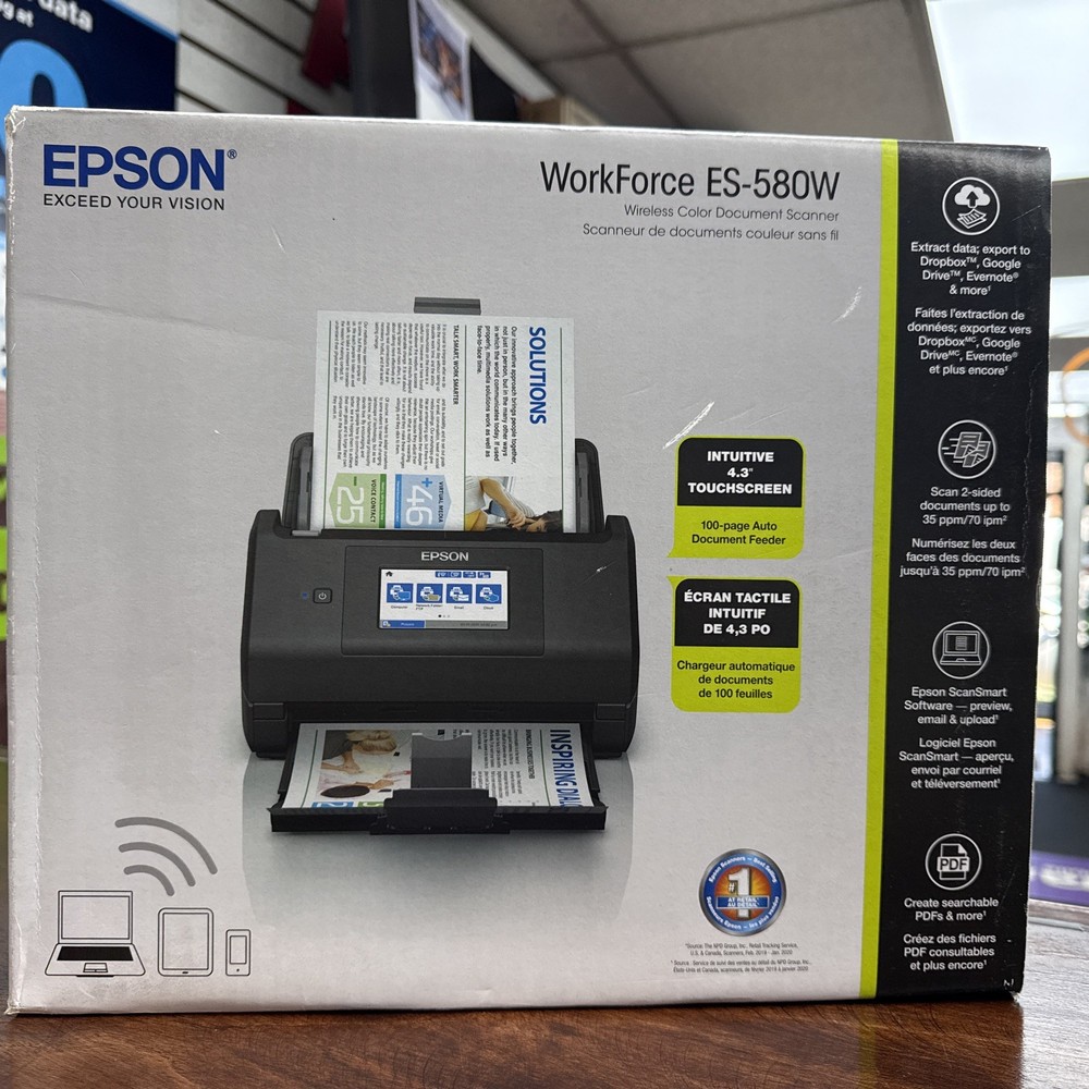 Epson WorkForce ES-580W Wireless Duplex Scanner - Brand NEW