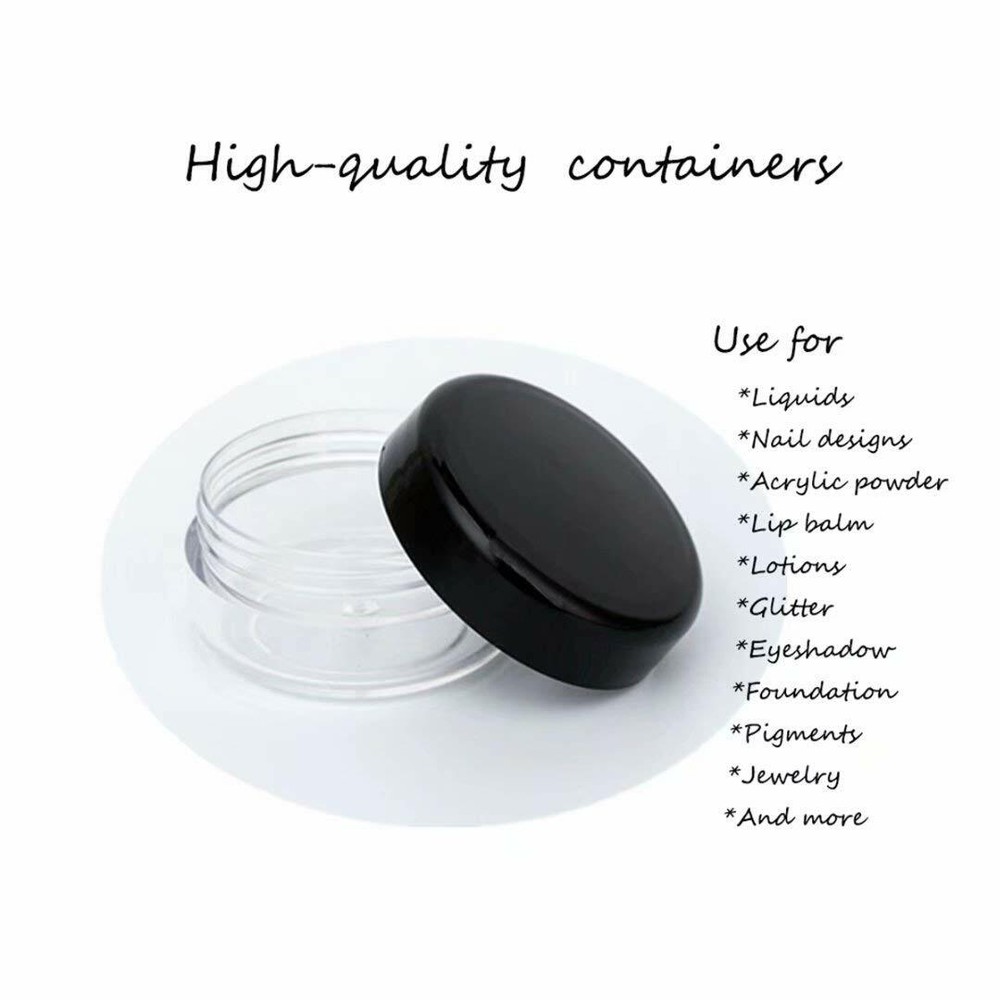 25pcs Tiny Sample Containers 3g Black Jars Makeup Travel Containers with Lids
