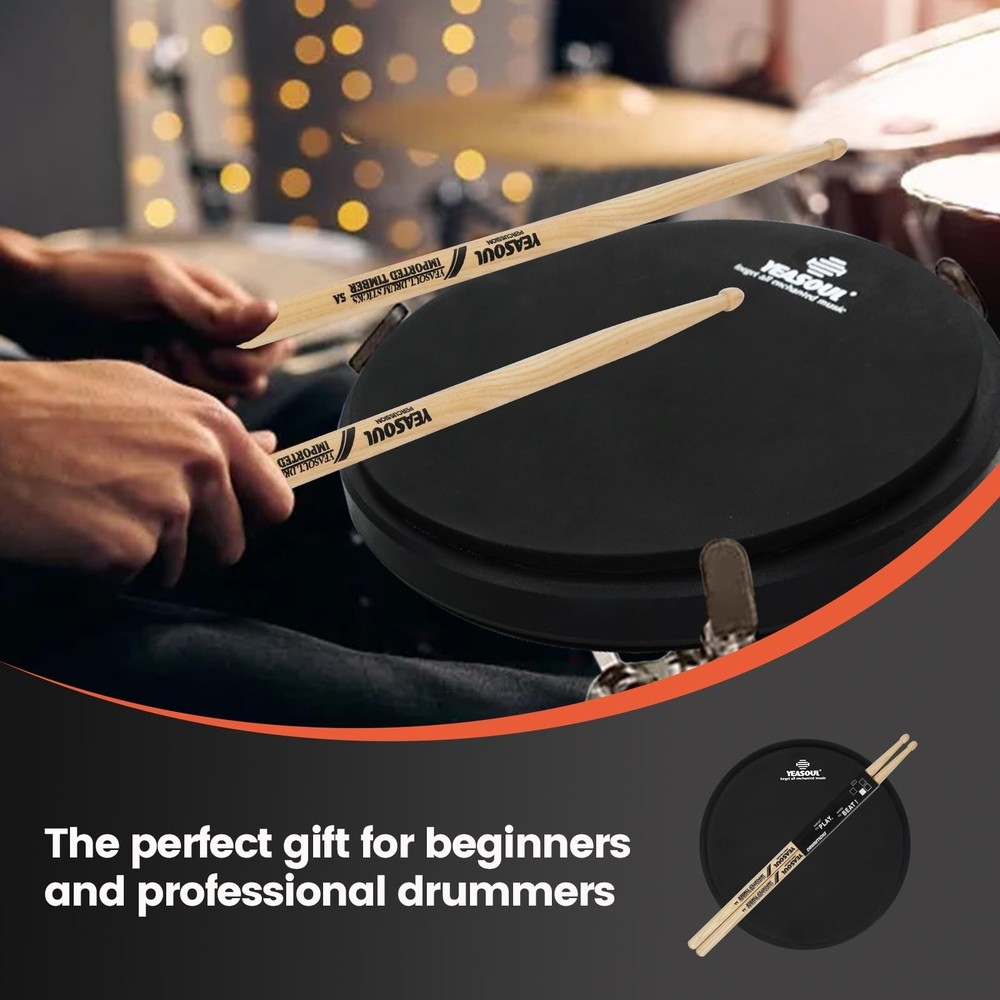 Practice Drum Pad, Drum Practice Pad, Silent Practice Pad for Drumming with D...