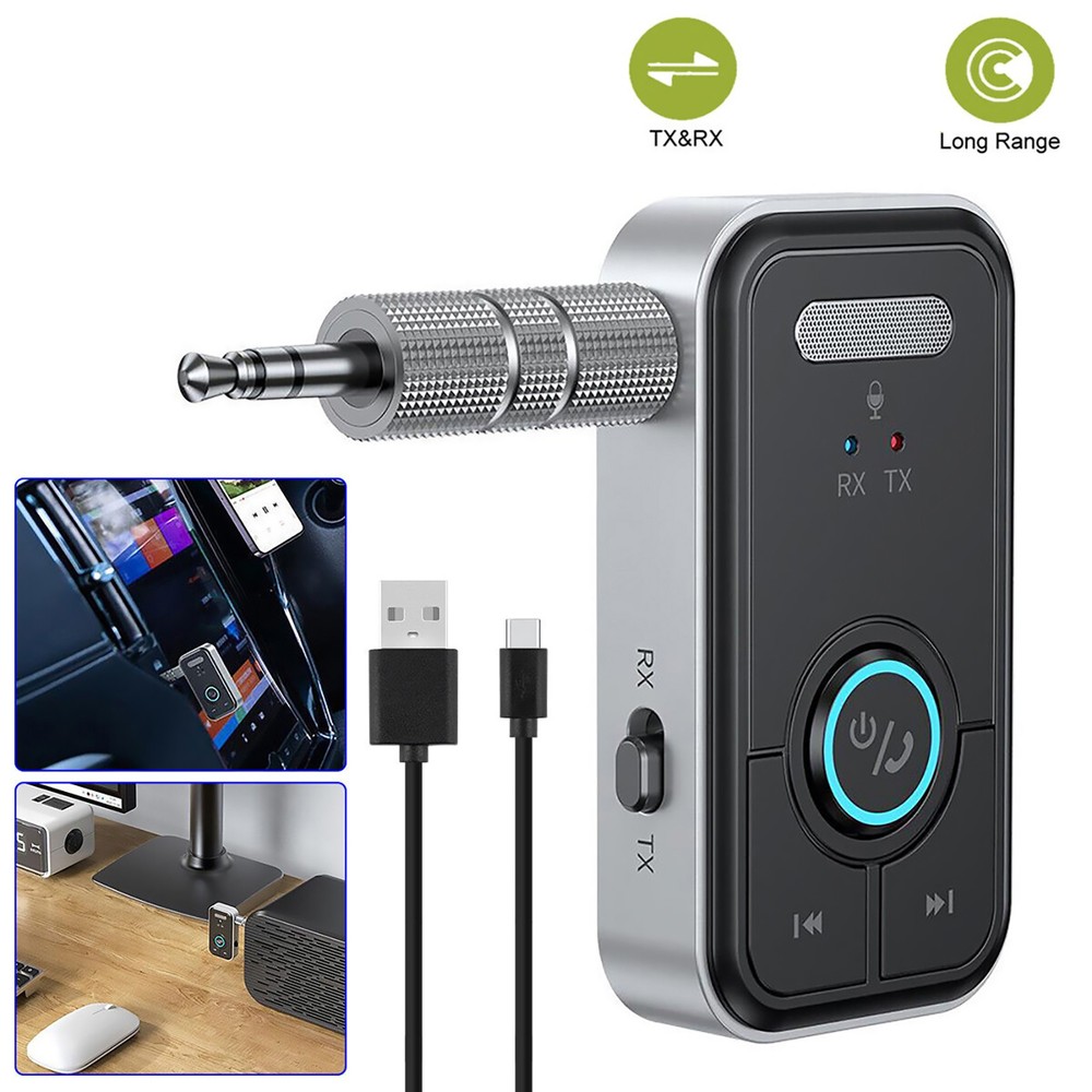 USB Aux Adapter Wireless Bluetooth 5.3 Transmitter Receiver for Car Music Audio