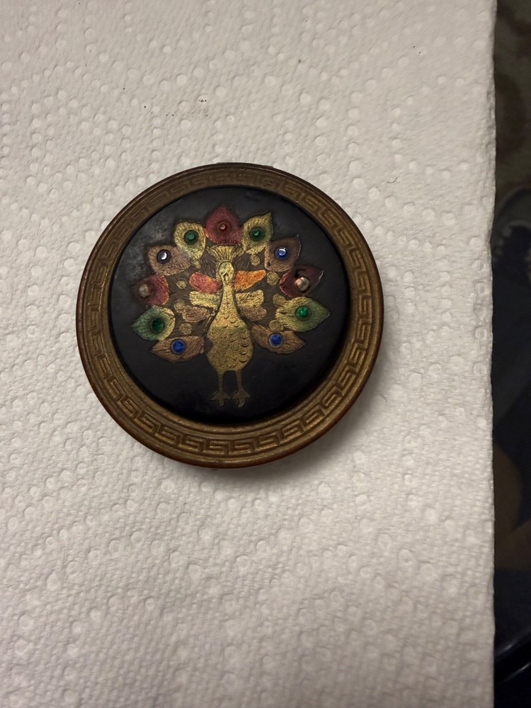 vintage Peacock face powder case