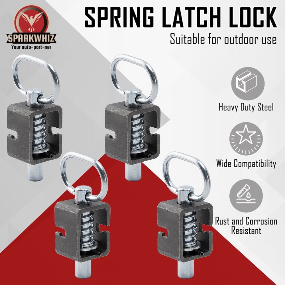4PCS Universal Spring Car Trailer Gate Loaded Weld-On Spring Latch Lock Assembly