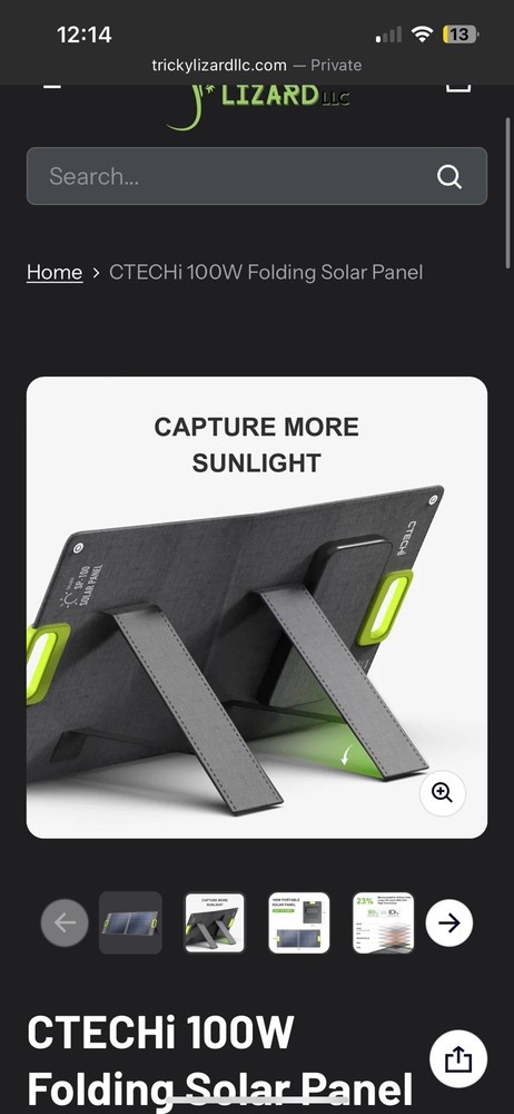 Ctechi 100 Watt Folding Solar Panel 2 Pack