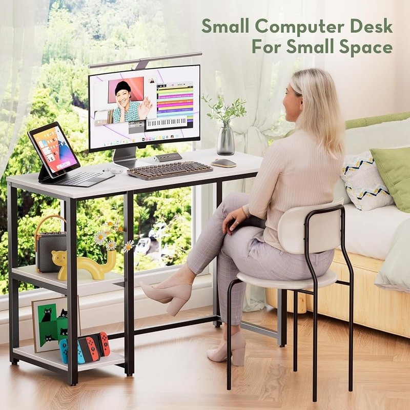 Compact Computer Desk W/ Sturdy Design Tool-Free Assembly Modern Style New