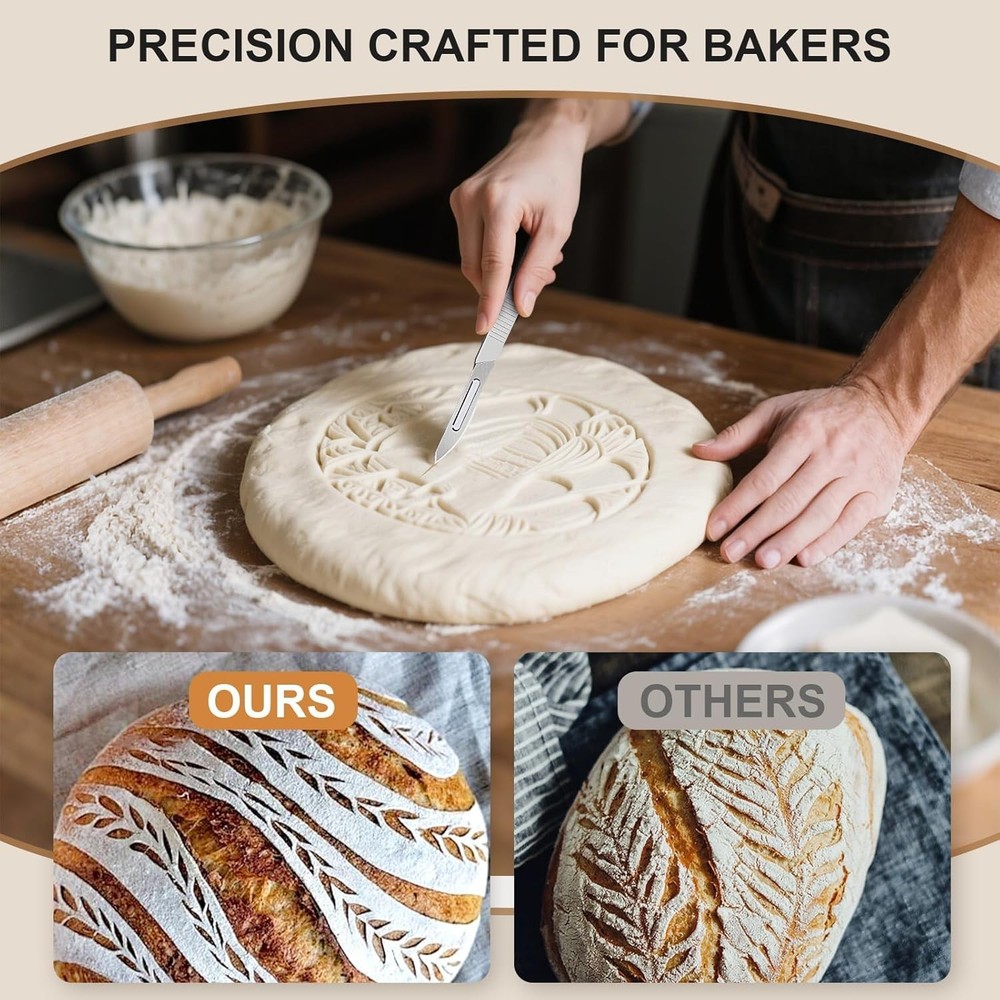Professional Bread Scoring Tool with 10 Sharp Blades for Perfectly Scored Loaves