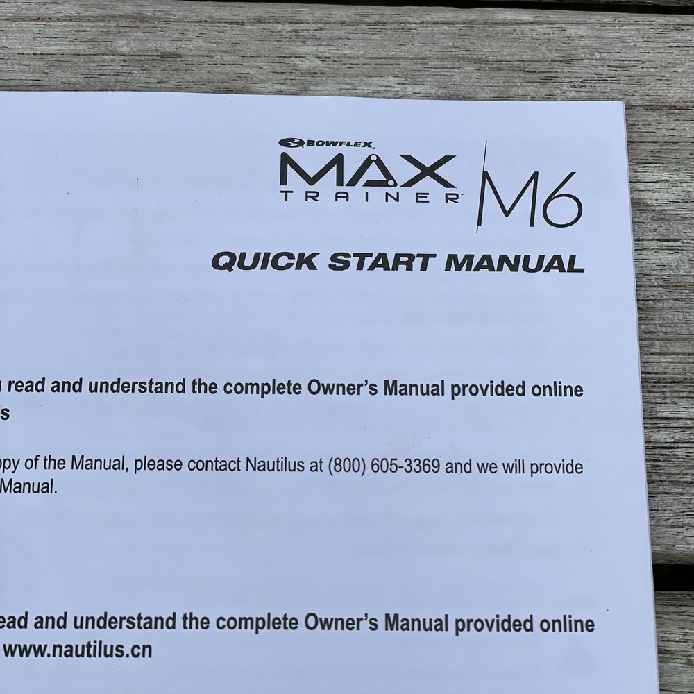 Bowflex Max Trainer M6 Manual OEM Replacement