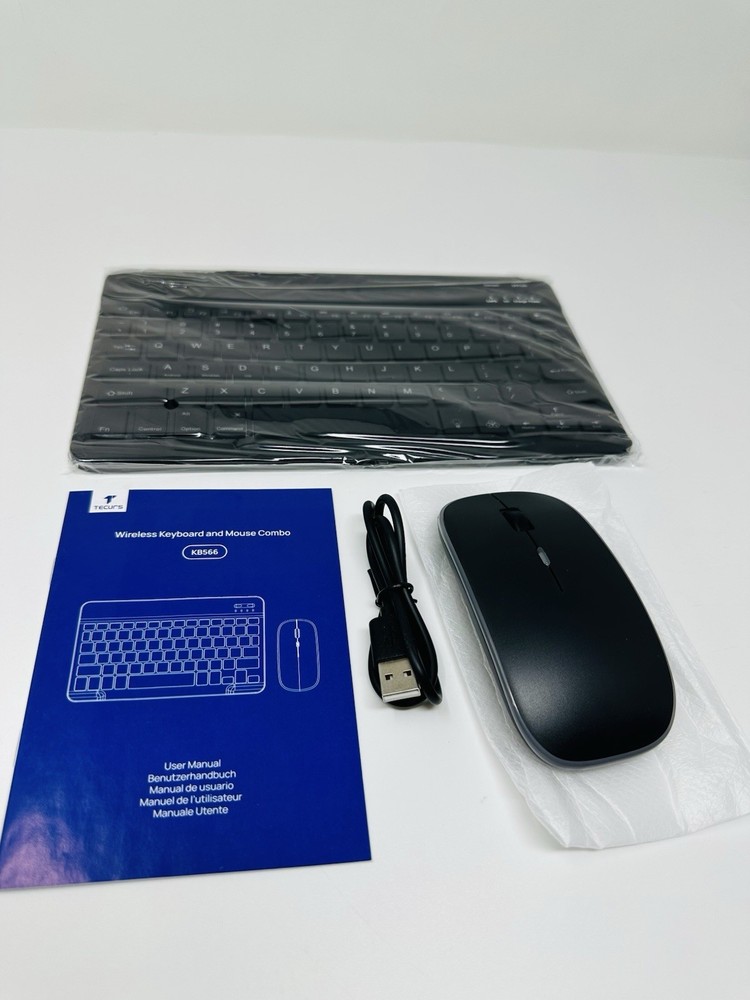 Tecurs KB566 Wireless BT Keyboard & Mouse Combo (Black)for iPad/iPhone/PC/Mac