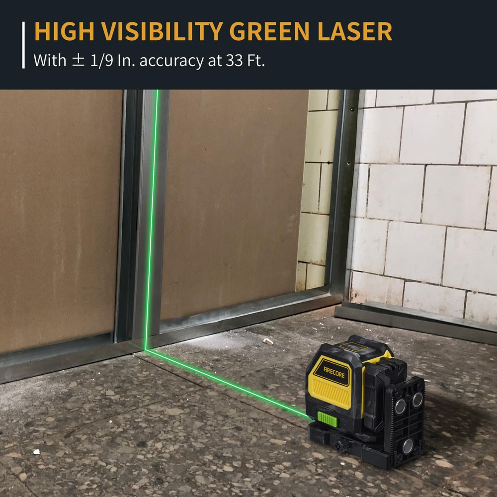 Self-Leveling Green Laser Level with Receiver & Hard Case, 197ft Range