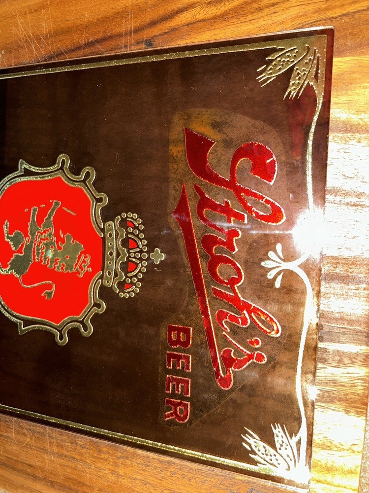 Strohs Beer Sign Reverse Style Mirror Gold Leaf