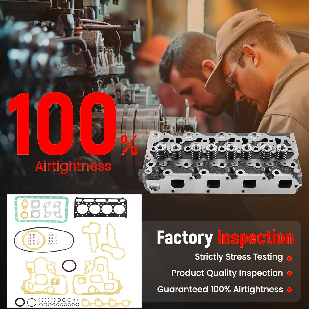 Complete Cylinder Head & Full Gasket Kit For Kubota V2203 Bobcat 773 753 7753