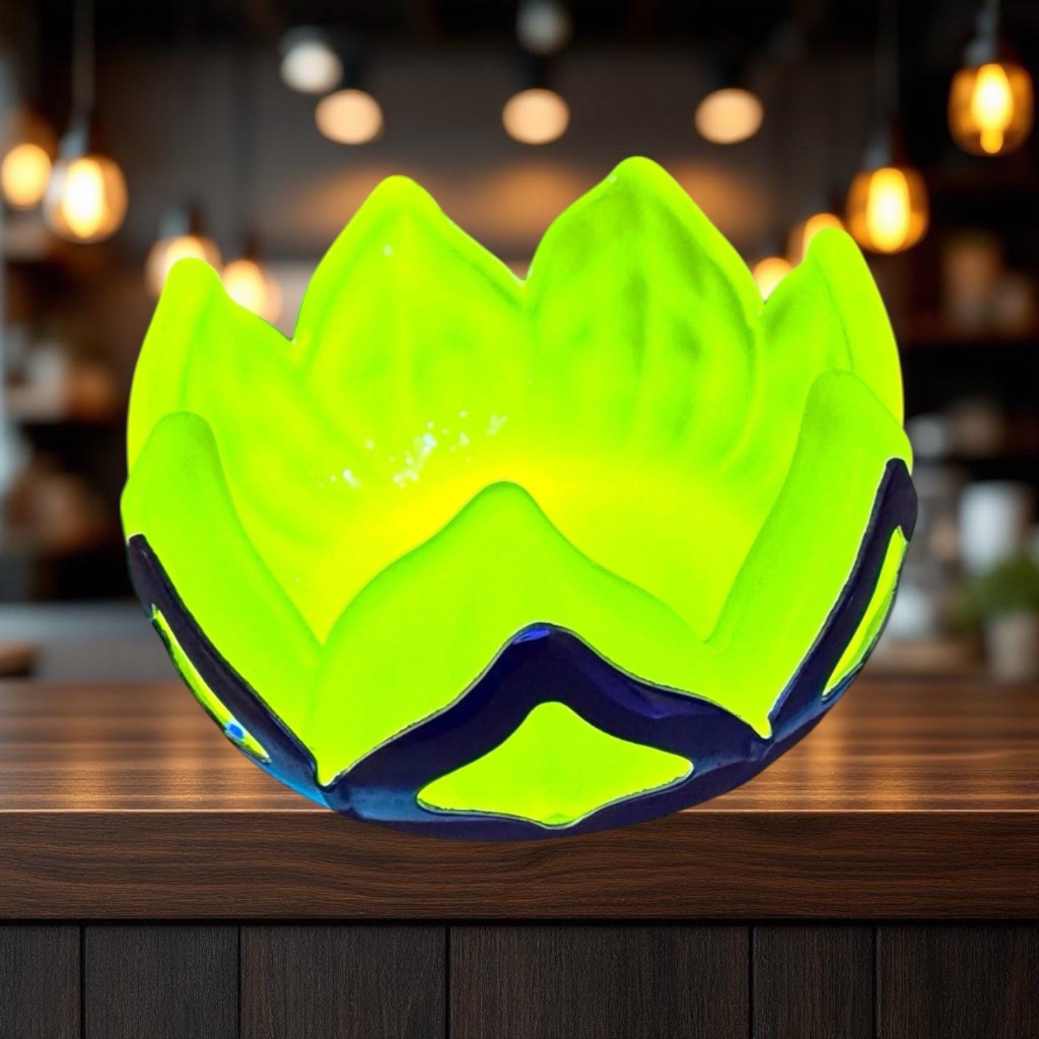 Vintage 1935 MCM Krome Kraft Farber Bros and Cambridge Glass. 3 Tulips Uranium