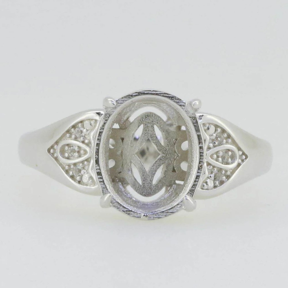925 Sterling Silver Ring Semi Mount Ring Setting Oval 10x8mm Ring