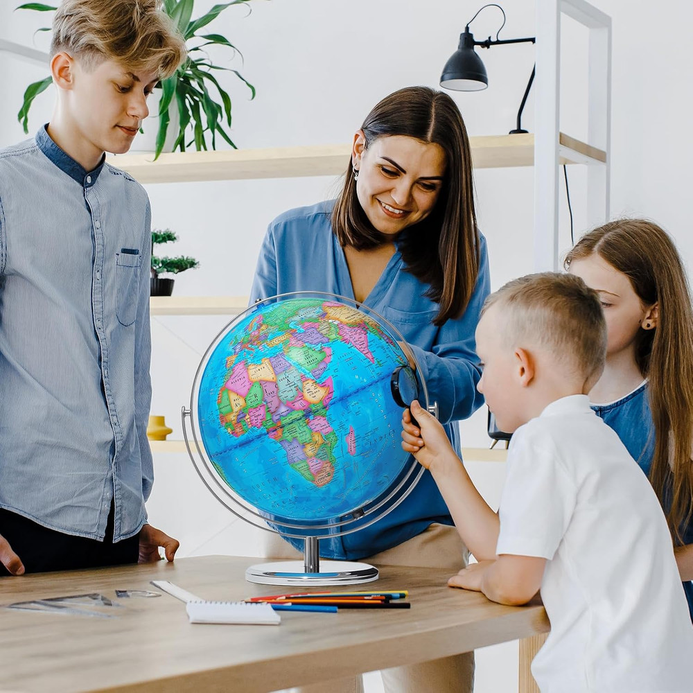 13" Illuminated Globes, 720° Spinning Globe with Touch Switch & Light up without