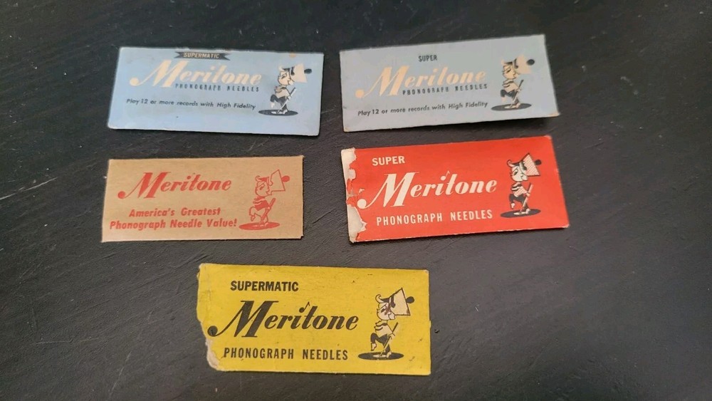5x Different Meritone Gramophone phonograph needle packets - empty
