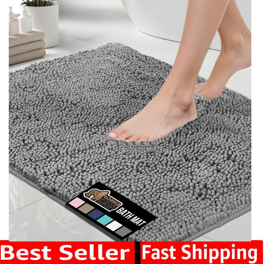 Bath Rug Mat, Thick Soft Absorbent Chenille, Quick Dry Microfiber Mats, Rubbe...