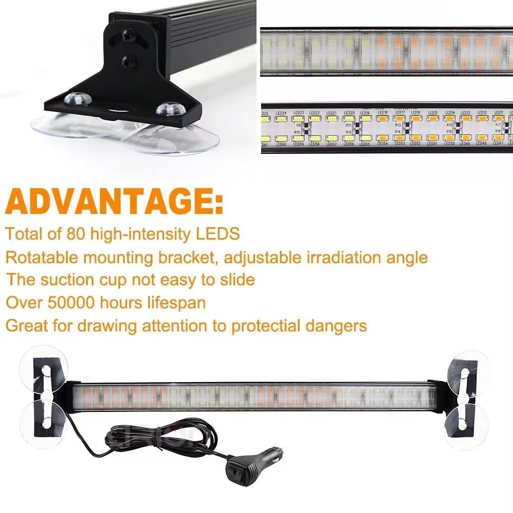 22.8 InLED Strobe Light Bicolor Led Windshield Emergency Warning Traffic Advisor