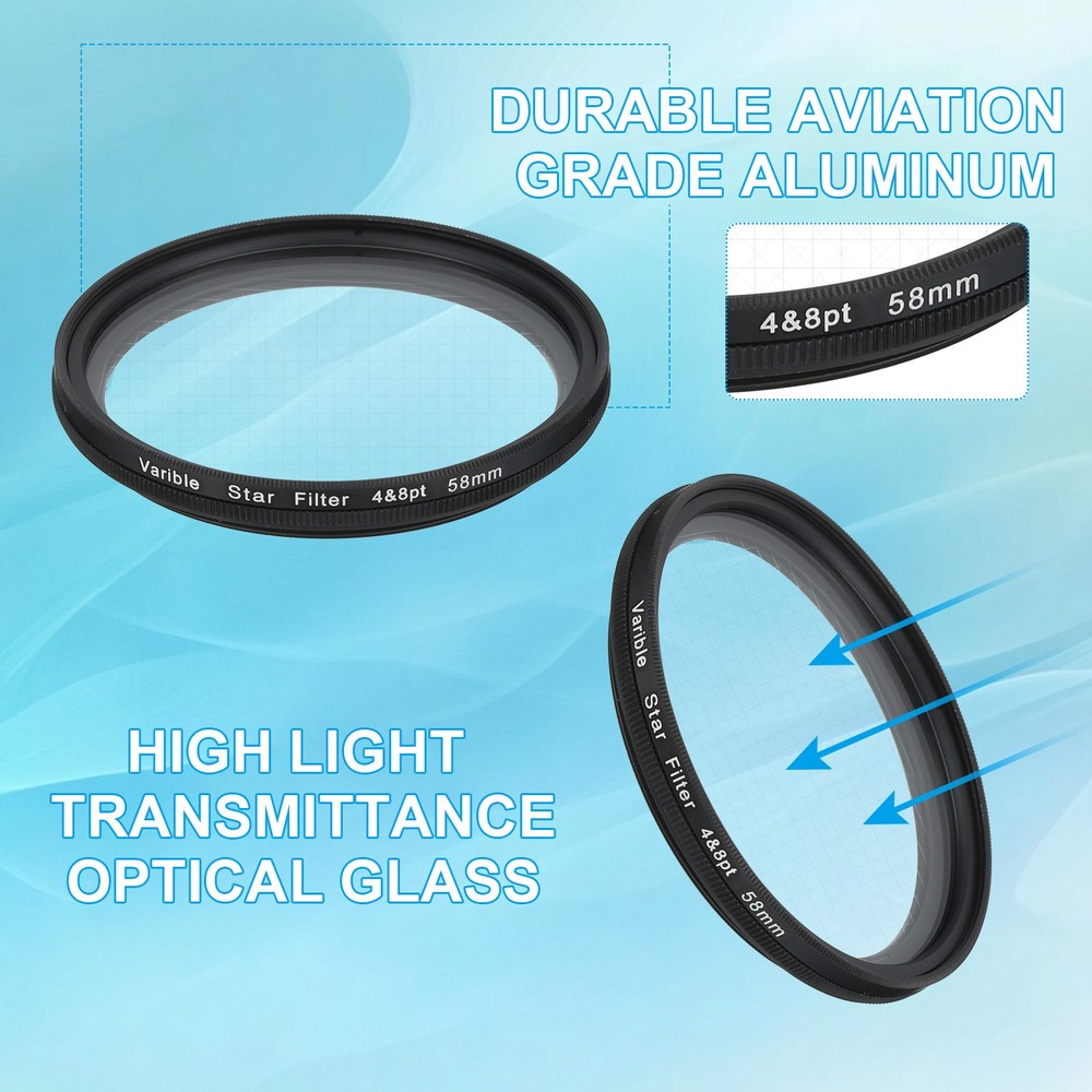 58mm Variable Star Filter 4-8 Points for Night Scenery Glassworks,1Pcs