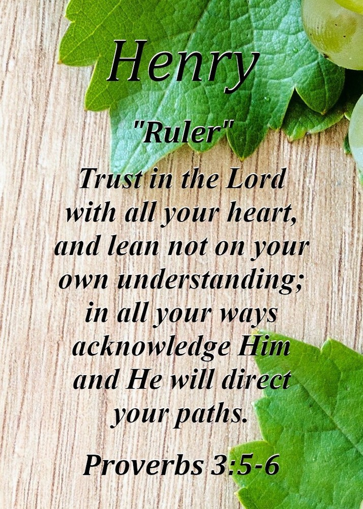 Henry "Ruler" Keepsake Name Meaning Card with Bible Verse