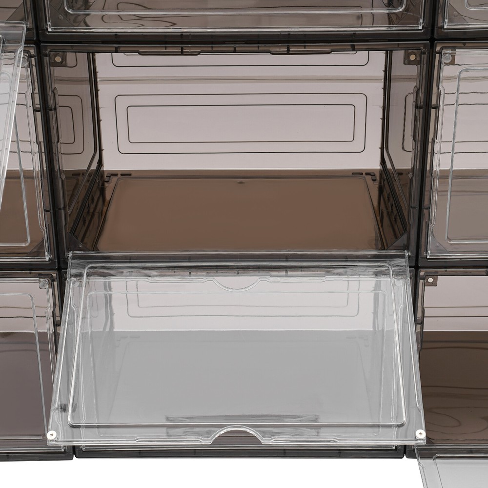 12PCS Shoe Storage Box Organizer Stackable Sneaker Display Case Container NEW