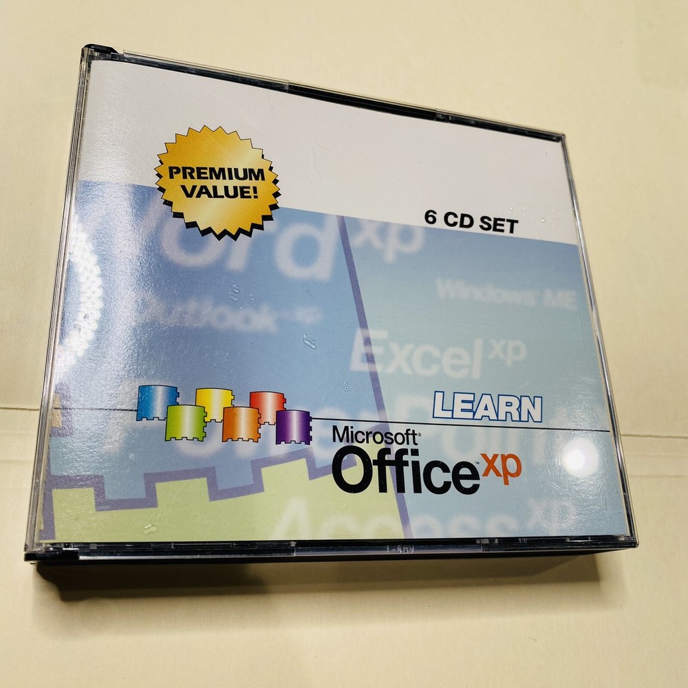 Microsoft Office Xp LEARN Interactive Turtorial 6 Cd Nice CLEAN 2001 Vtg