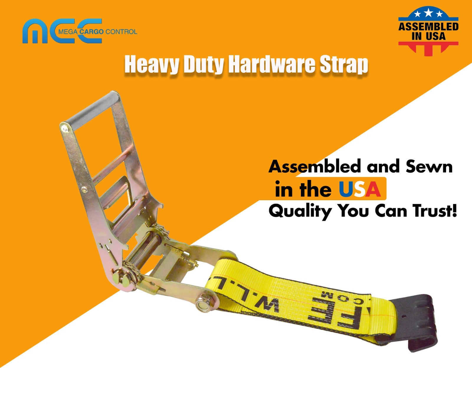 USA 3" & 4" Ratchet Tie Down Short Fixed End Strap w/Flat Hook for Flatbed Truck