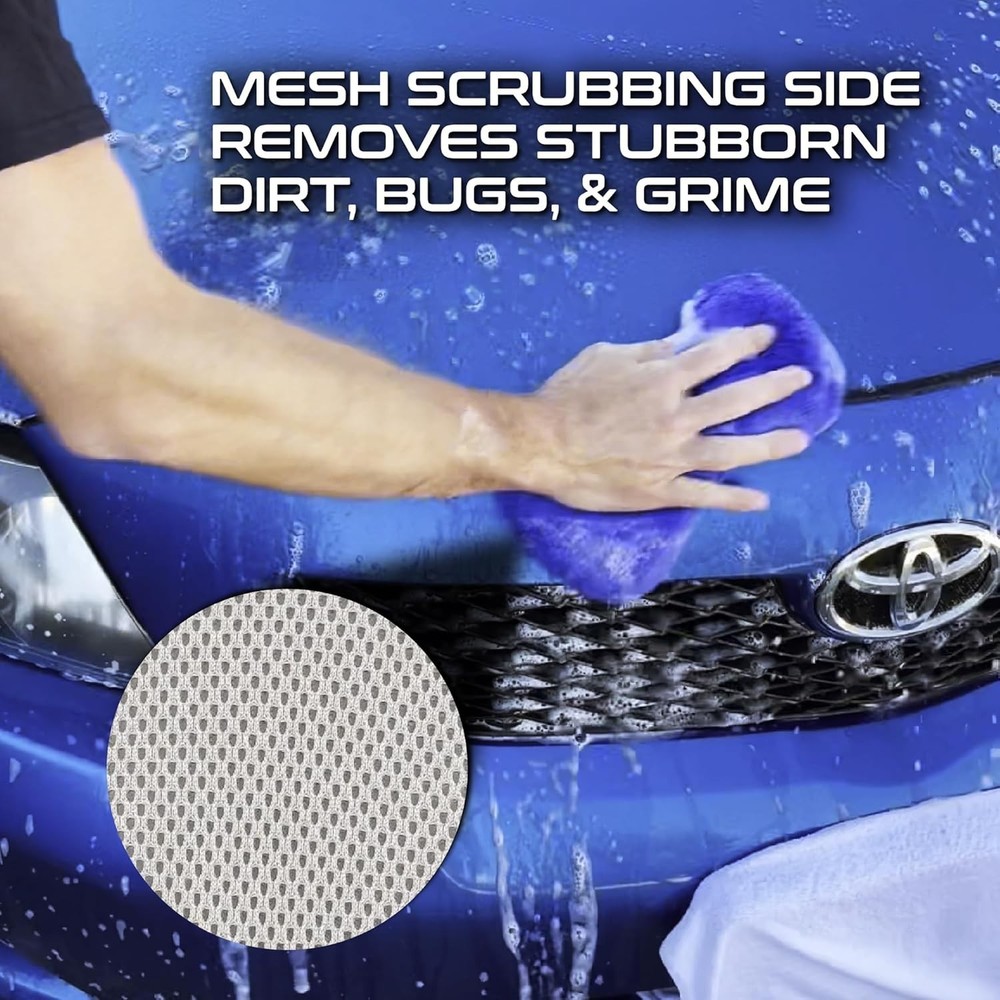 Versatile Two-Sided Car Wash Sponge with Mesh Scrubber - Durable & Effective