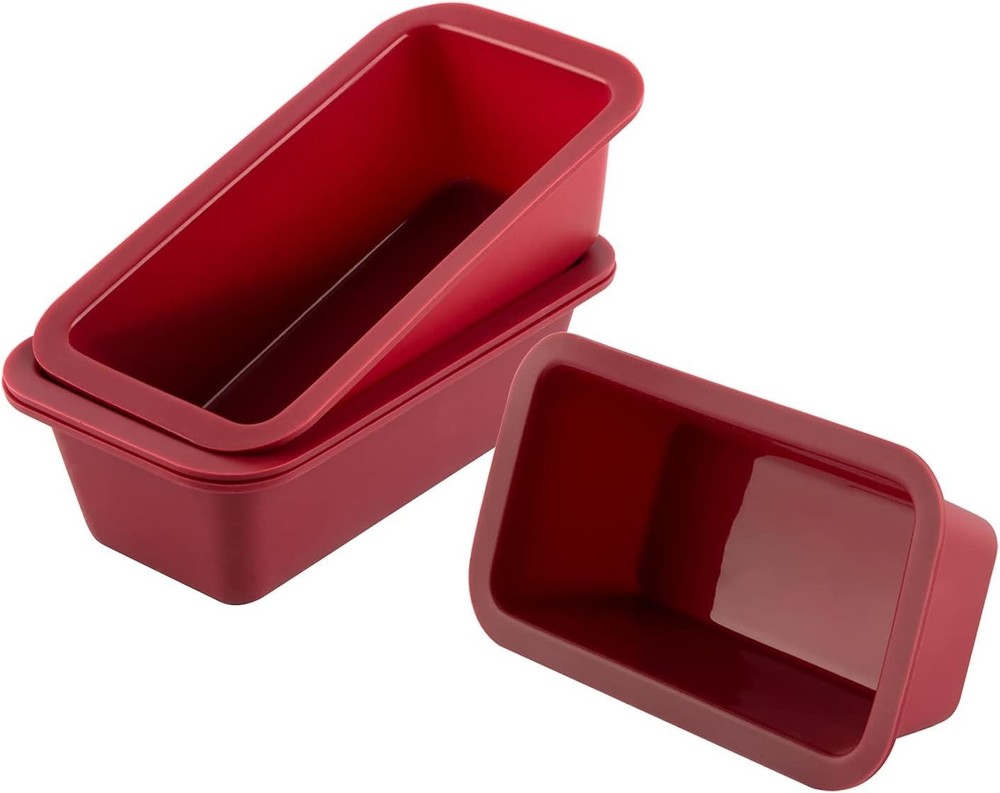 4 Pack Mini Silicone Loaf Pans Non Stick Rectangle Small Cake Pans for-Baking