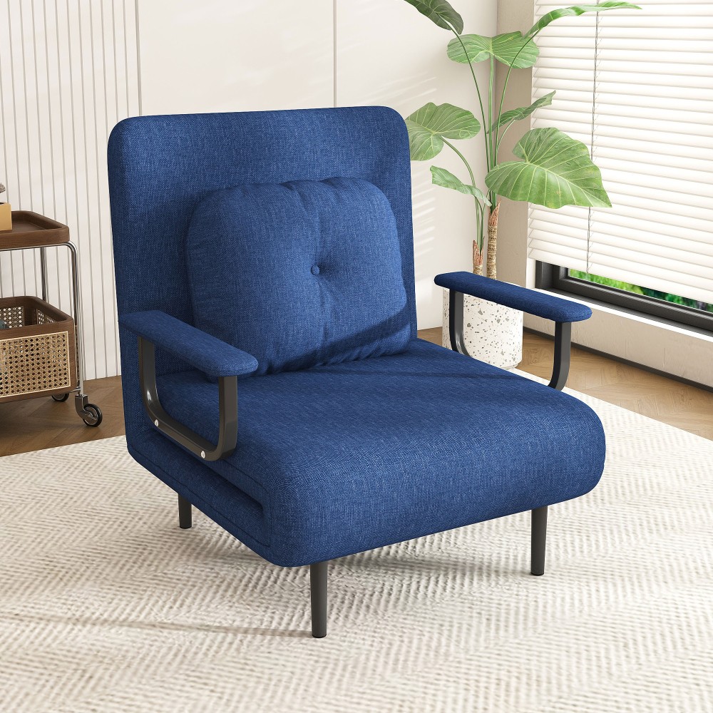 3-in-1 Folding Sofa Bed w/ Adjustable Backrest - Space-Saving Sleeper Blue