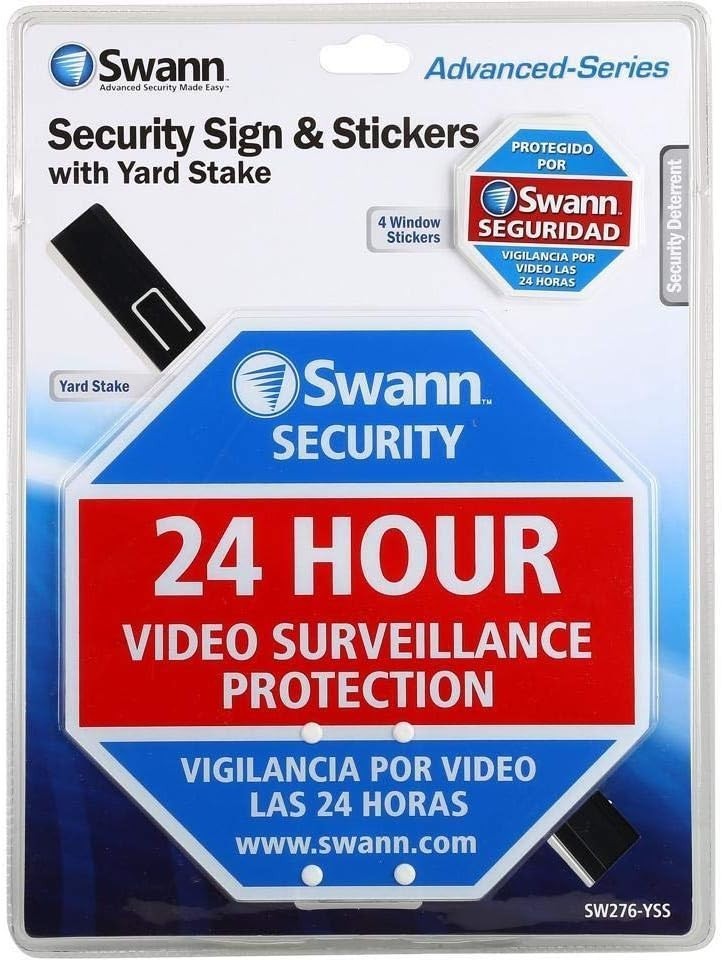 Swann Home Security Camera Sign for Yard and Surveillance System Window Decal