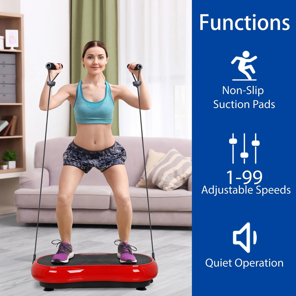 Vibration Plate Exercise Machine, Full Body Workout Home Platform, Bluetooth Red