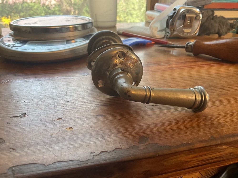 Antique chrome plated brass handle set excellent operating condition