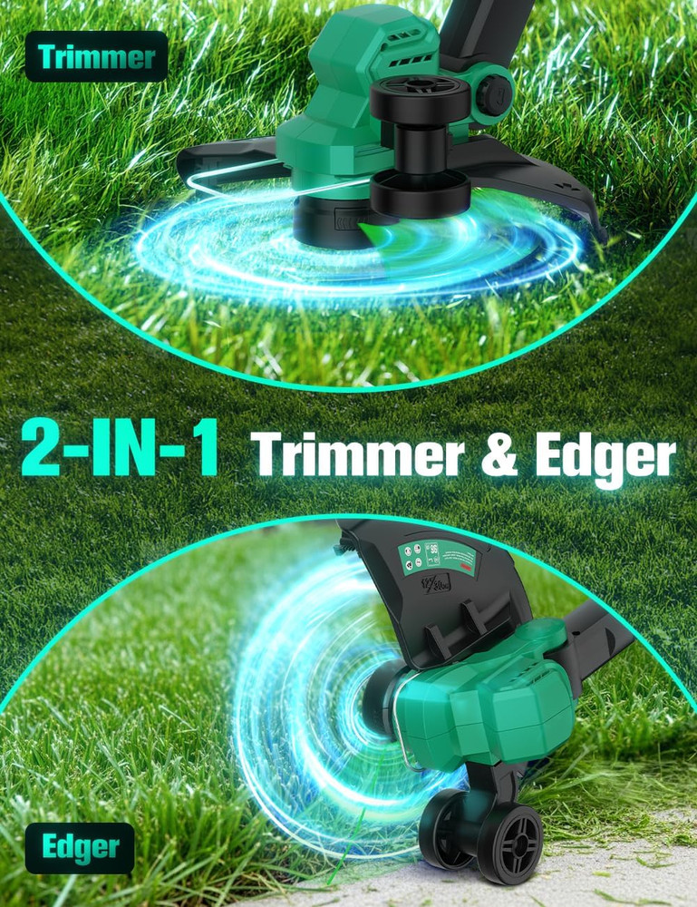 Weed Wacker Leaf Blower Combo Electric Cordless String Trimmer w/Battery