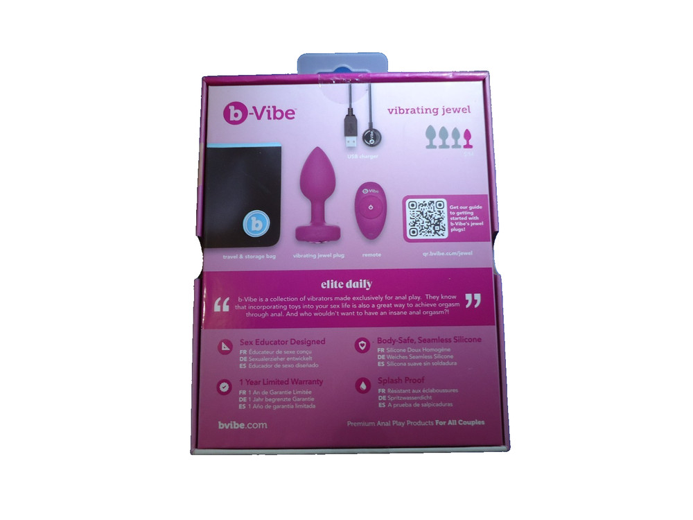 b-Vibe Multi-Speed Vibrating Butt Plug Jewel Remote Pink Ruby