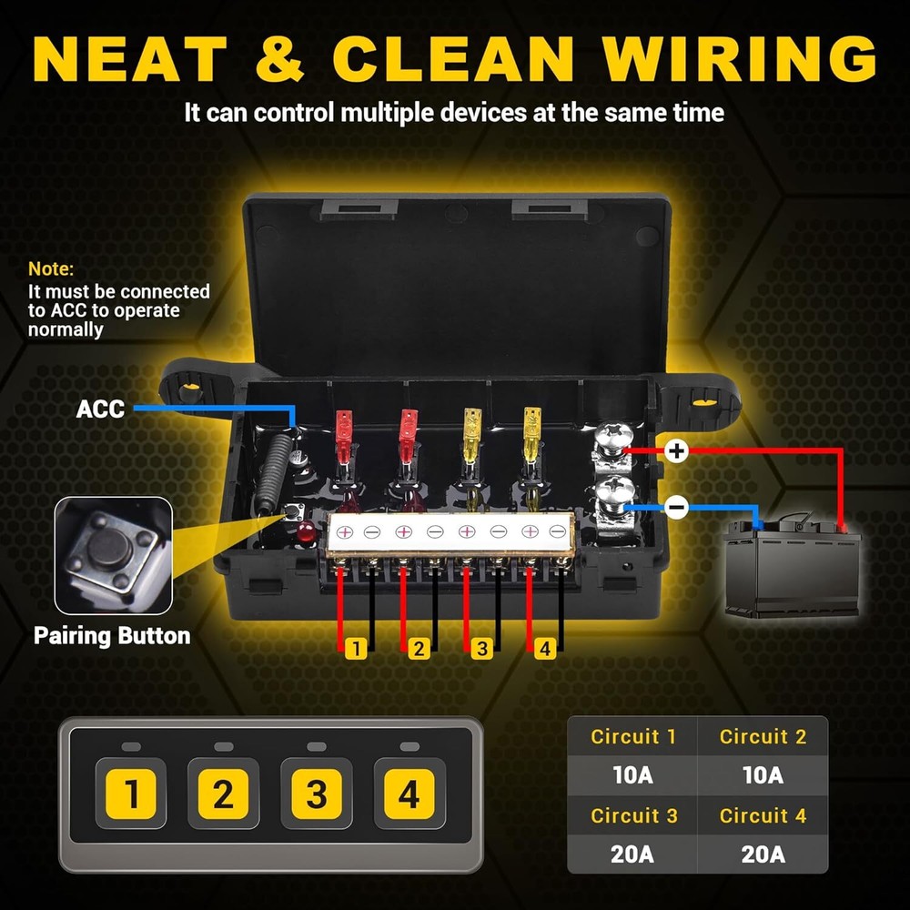 MICTUNING Wireless Switch Panel, 4/6/8/12 Gang Led Touch Switch On-Off Flash Pod