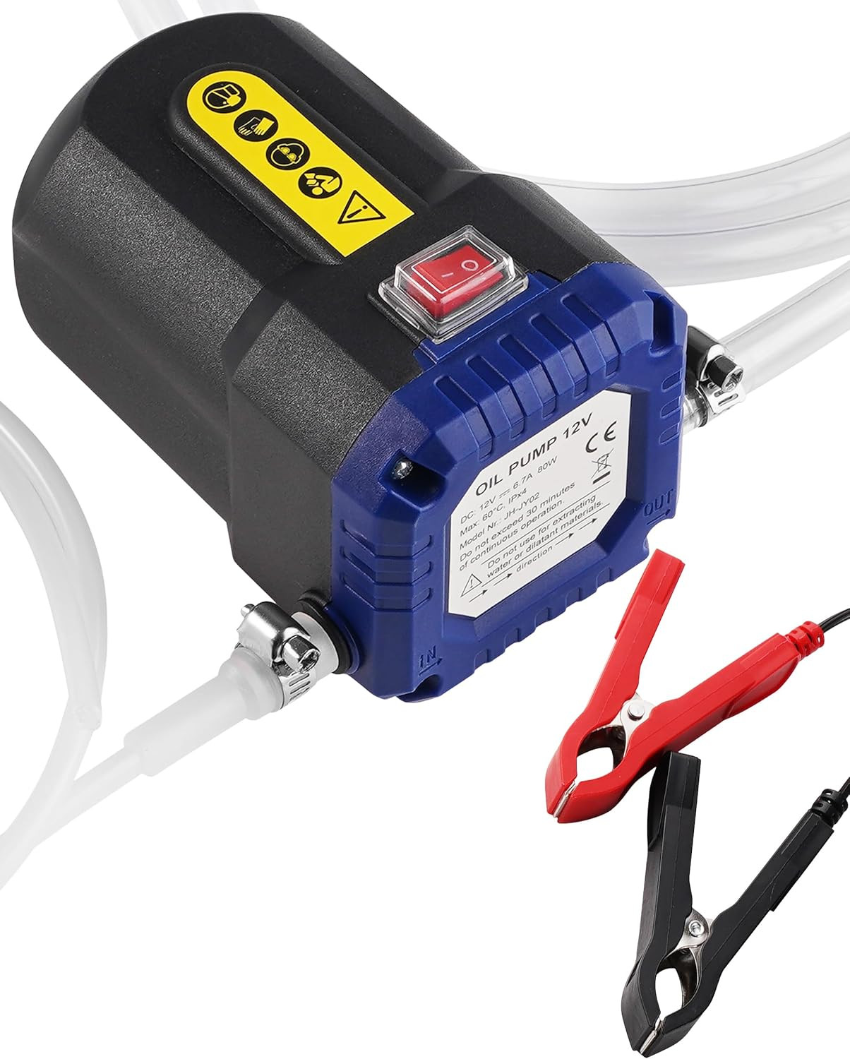 Oil Extractor Pump 12V, Electric Engine Oil Pump, Oil Transfer Pump W/ Overcurre