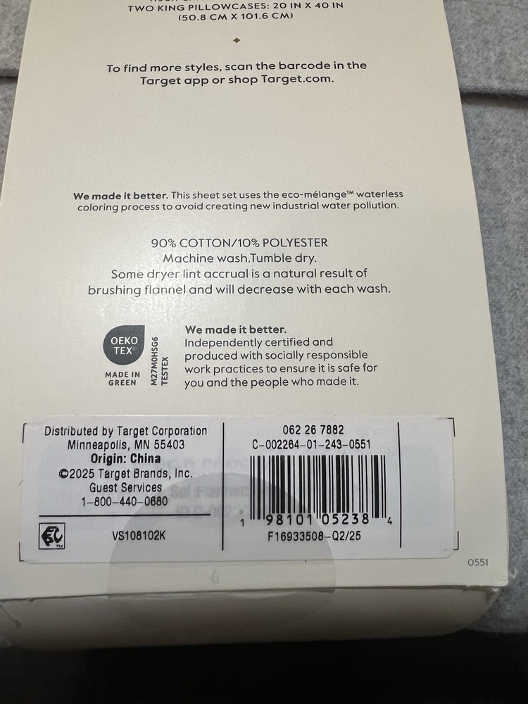 Threshold ultra soft Flannel Sheet Set king Size Gray