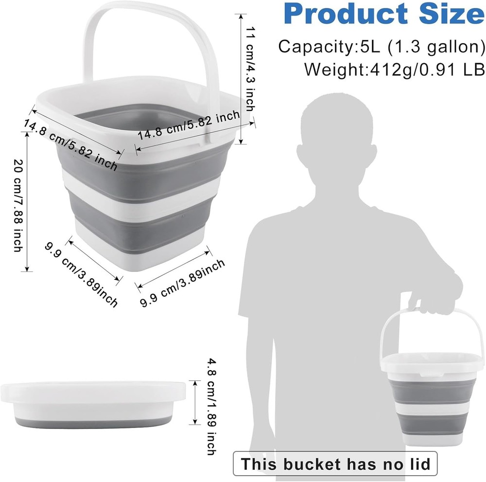 **Collapsible Car Wash Bucket 5L Folding Water Container for Camping RV**