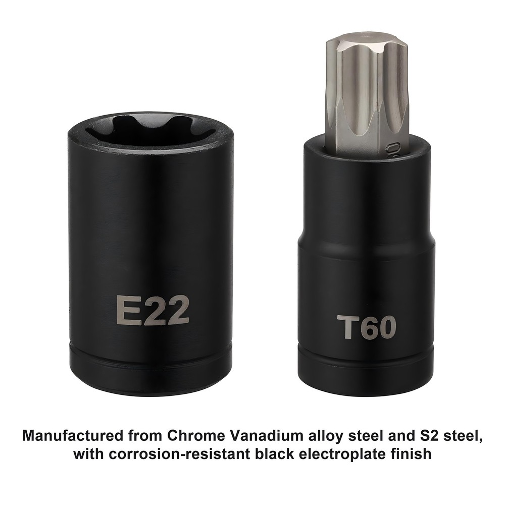 25PACK Torx Bit Socket and External Socket Set 13 T8-T60 & Female E-Torx Sockets