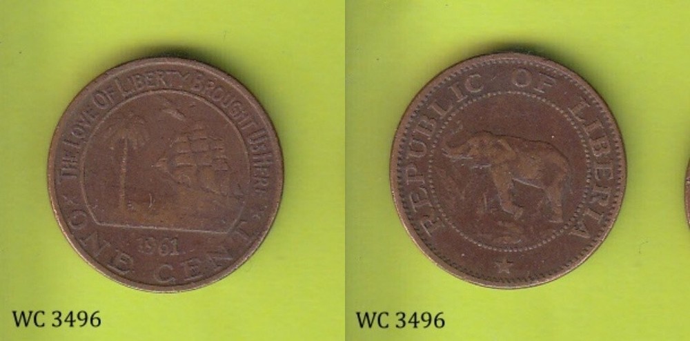Liberia 1 Cent 1961 Coin