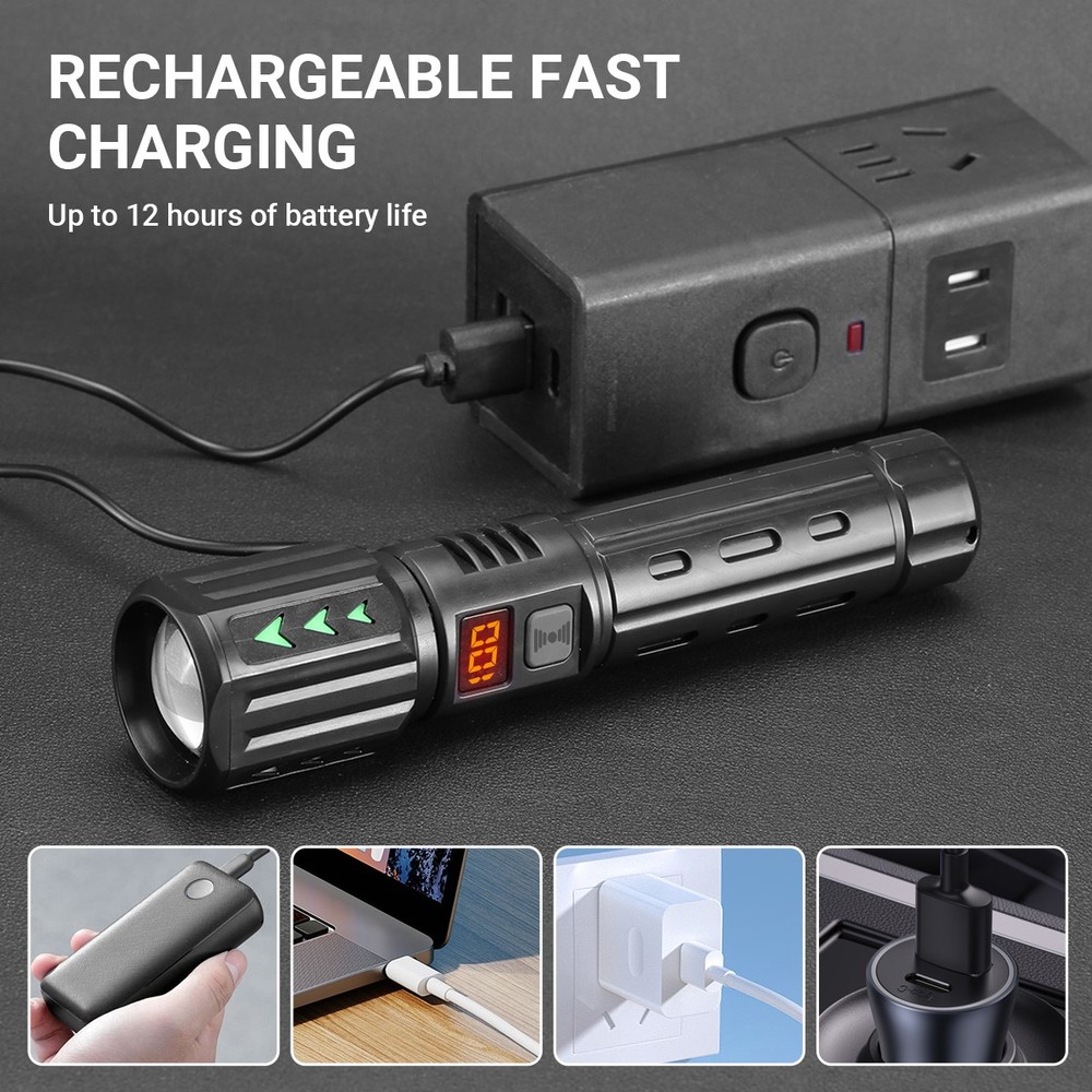 2PC 99000000LMS LED Flashlight Rechargeable Super Bright Pocket Torch Work Light