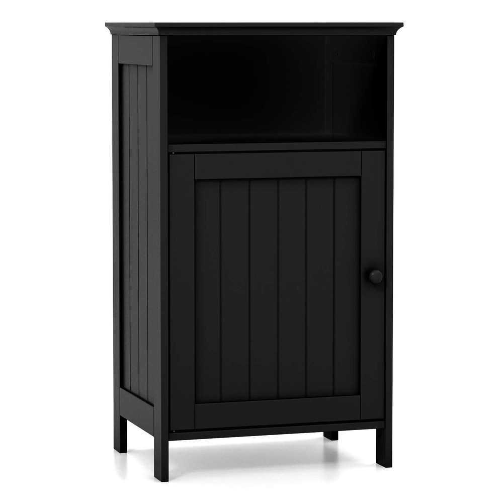 Bathroom Floor Storage Cabinet Side Table w/ Open Compartment & Adjustable Shelf