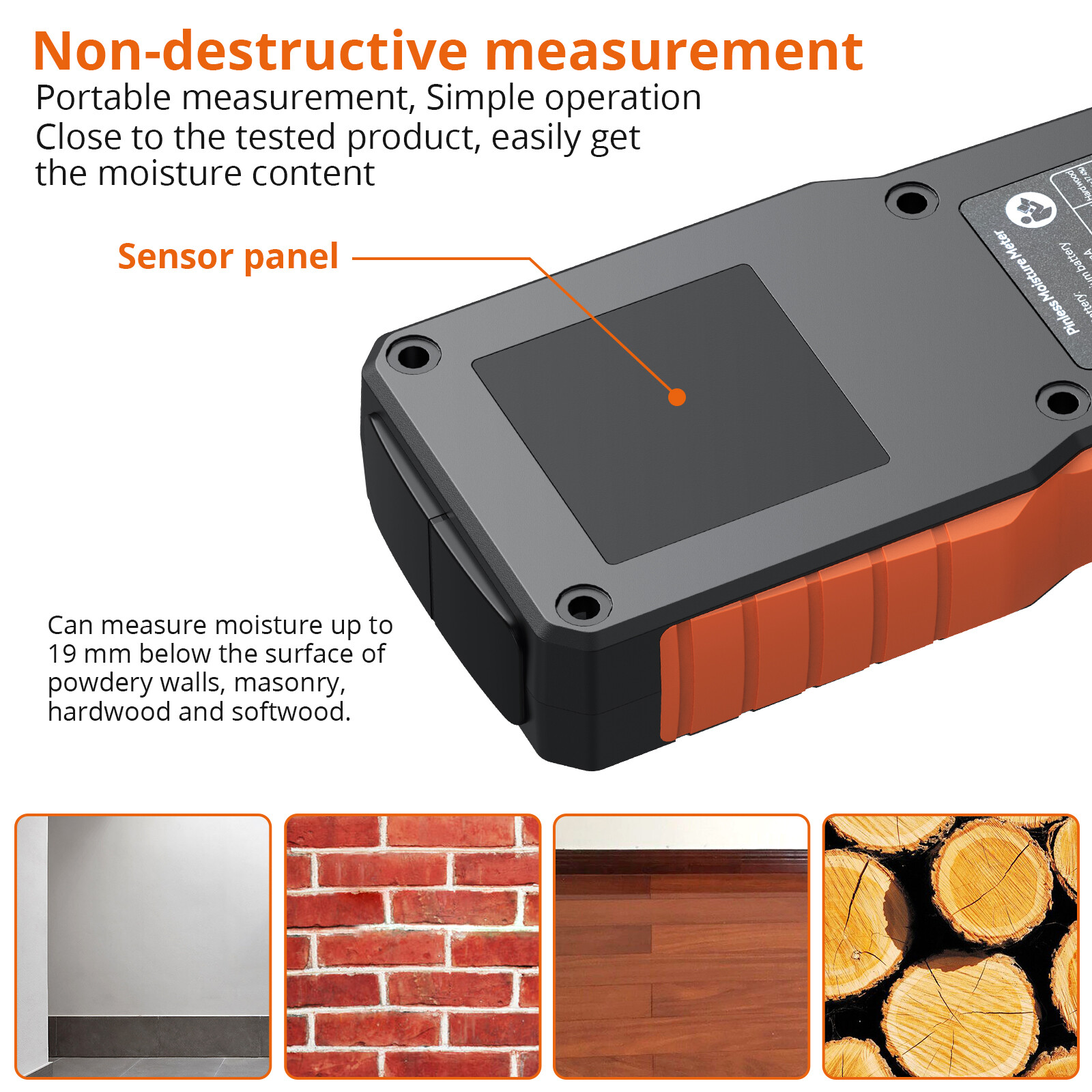 PROSTER Wood Moisture Meter Rechargeable Pinless Humidity Tester Wall Firewood